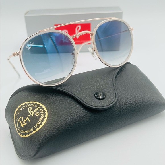 Ray-Ban Unisex Round Sunglasses RB3647 51-22-145 Copper Blue Gradient Lens - Picture 3 of 9